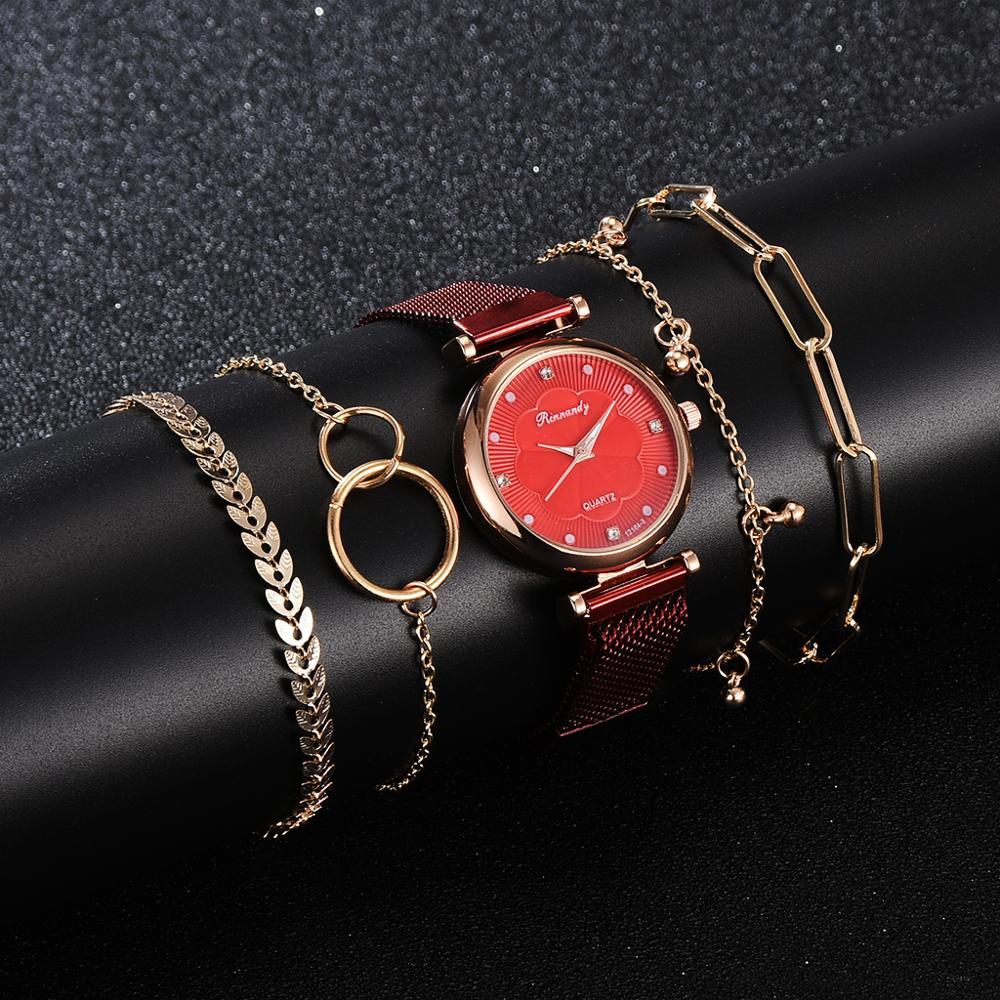 Alloy mesh strap watch set