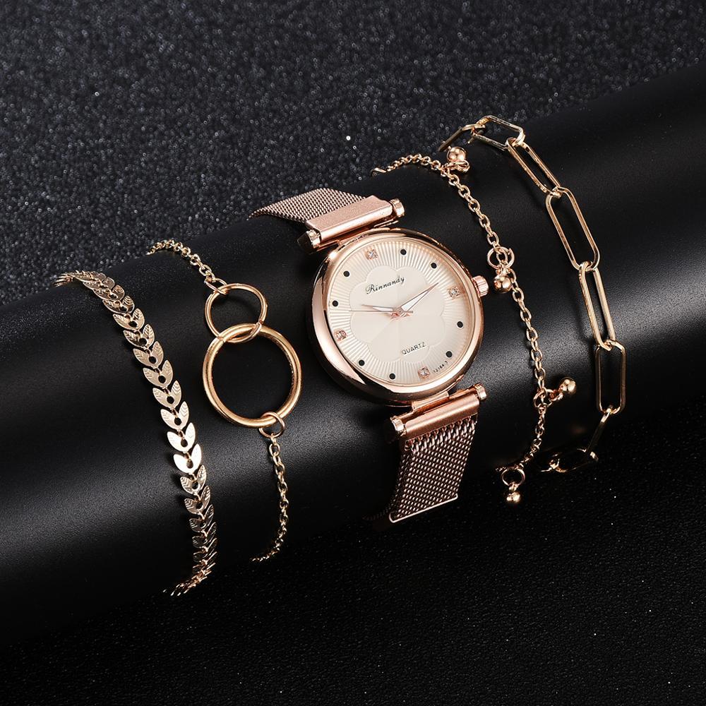 Alloy mesh strap watch set