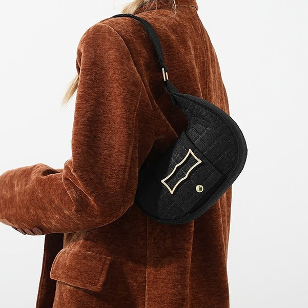 Felt Shoulder Underarm Bag Fashion Simple Saddle Bag