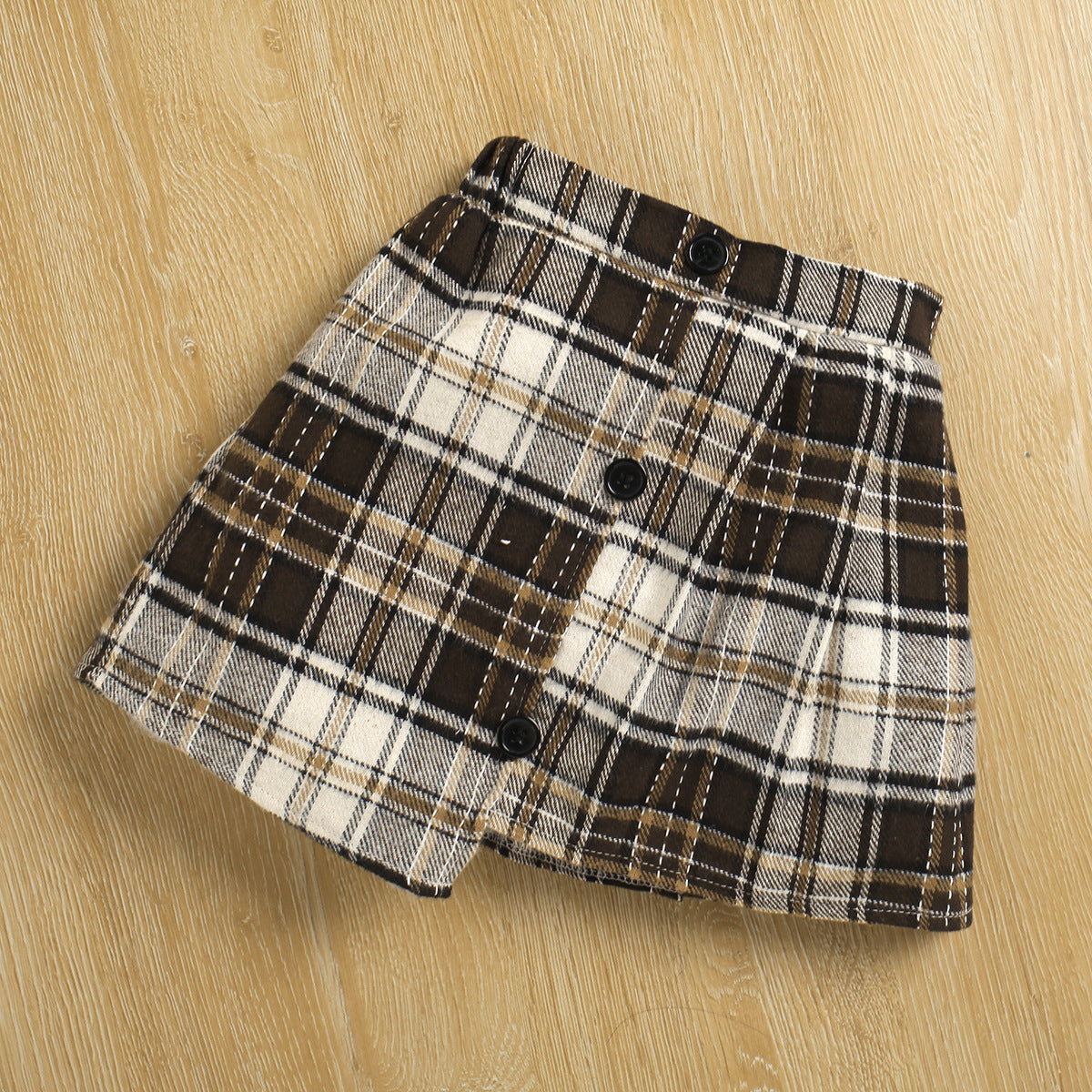 Two Piece Set Of Pit Knitted Top Irregular Plaid Short Skirt